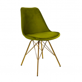 KICK Velvet Bucket Chair Green - Gold Frame - Green