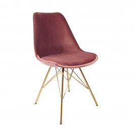 KICK Velvet Bucket Chair Pink - Gold Frame - Pink