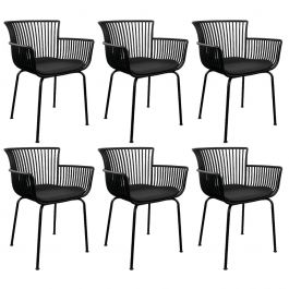 Set of 6 Kick Otis Garden Chair - Black