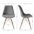 KICK Velvet Bucket Chair Grey - Gold Frame - Grey