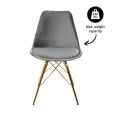 KICK Velvet Bucket Chair Grey - Gold Frame - Grey