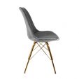 KICK Velvet Bucket Chair Grey - Gold Frame - Grey