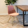 KICK Velvet Bucket Chair Pink - Gold Frame - Pink