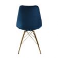 KICK Velvet Bucket Chair Dark Blue - Gold Frame - Dark Blue