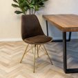 Kick Velvet Bucket Chair Coffee - Gold Frame - Coffee brown