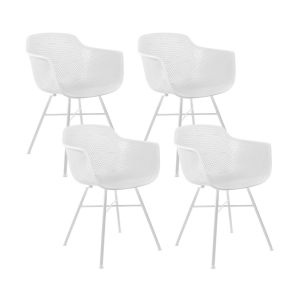 Set of 4 KICK INDY Garden Chair - White frame - White
