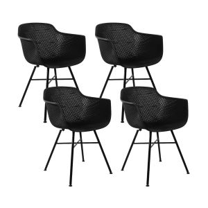 Set of 4 KICK INDY Garden Chair Black - Black