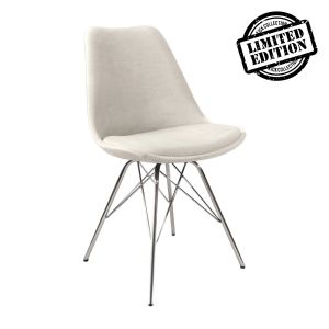 Kick Velvet Bucket Chair Ivory - Chrome frame
