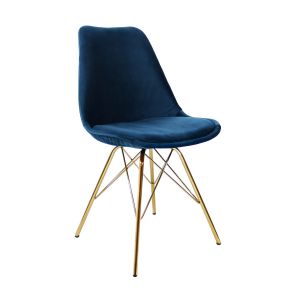 KICK Velvet Bucket Chair Dark Blue - Gold Frame