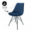 KICK Velvet Bucket Chair - Dark Blue