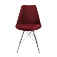 Kick Velvet Bucket Chair Red - Chrome frame