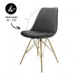 KICK Velvet Bucket Chair Dark Grey - Gold Frame