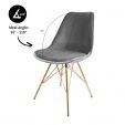 KICK Velvet Bucket Chair Grey - Gold Frame