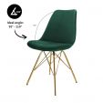 KICK Velvet Bucket Chair Dark Green - Gold Frame