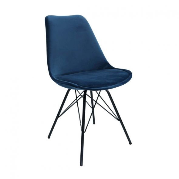 KICK Velvet Bucket Chair - Dark Blue