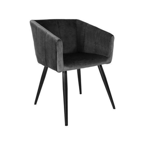 KICK LIV Velvet Dining Chair - Dark Grey