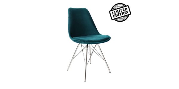 Kick Velvet Bucket Chair Blue - Chrome frame