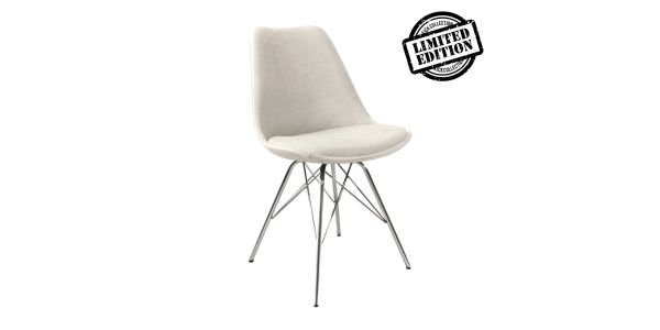 Kick Velvet Bucket Chair Ivory - Chrome frame