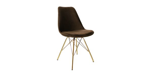Kick Velvet Bucket Chair Coffee - Gold Frame 