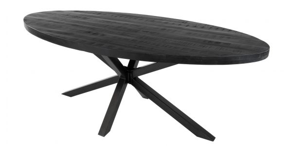 KICK LUKE Industrial Oval Dining Table - Black 180cm 