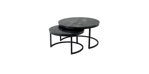 Kick Coffee Table Marble Set of 2 Round - Black