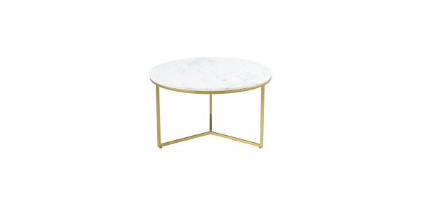 Kick coffee table Marble round 70x70cm - White