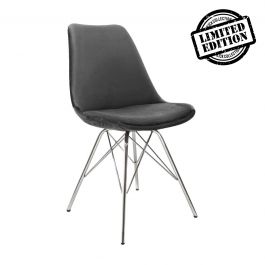 Kick Velvet Bucket Chair Dark Grey - Chrome frame