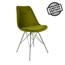 Kick Velvet Bucket Chair Green - Chrome frame
