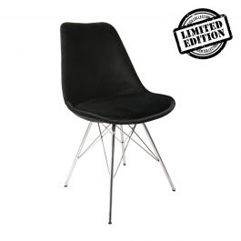 Kick Velvet Bucket Chair Black - Chrome frame