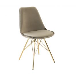 KICK Velvet Bucket Chair Taupe - Gold Frame